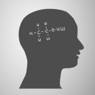 human head silhouette with medicine formulas