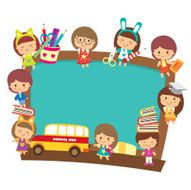 school kids with blackboard design N2