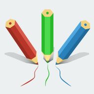 Vector color pencils in &#039;flat&#039; style N2