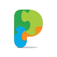 Vector letter P written with alphabet puzzle N2