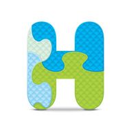 Vector letter H written with alphabet puzzle N2