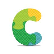 Vector letter C written with alphabet puzzle N2