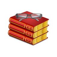 Vector red book with glasses
