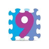 Vector number 9 written with alphabet puzzle N2