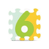 Vector number 6 written with alphabet puzzle N2