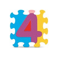 Vector number 4 written with alphabet puzzle N2