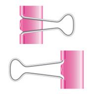 Binder clips Pink paper clip Isolated metal icon
