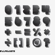 3D alphabet number black color