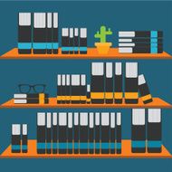 Books on the shelves simply retro vector