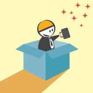 Business man out of box