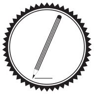 Silhouette of a pencil in circular frame