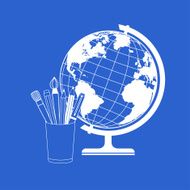 Vector globe and school supplies