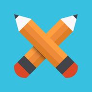 Vector flat pencil icon on blue background