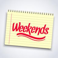 Realistic spiral weekends notebook notepad isolated vector