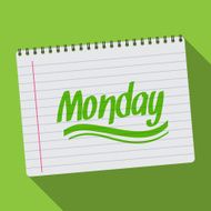 Spiral calendar monday notebook notepad long shadow vector