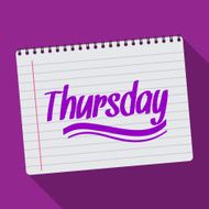 Spiral calendar thursday notebook notepad long shadow vector