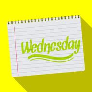 Spiral calendar wednesday notebook notepad long shadow vector