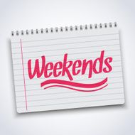 Realistic spiral weekends notebook notepad isolated white vector