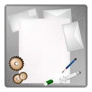 Gears and Wrench on Blank Page Envelope