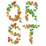 English alphabet made ??up of branches and leaves N2