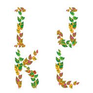 English alphabet made ??up of branches and leaves N4