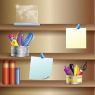 Office shelves with stationery