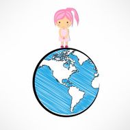 Girls and globe concept