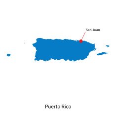 Vector map of Puerto Rico and capital city San Juan