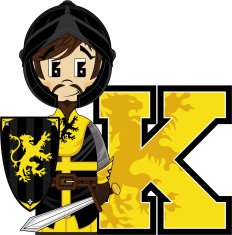 Cute Medieval Knight Learning Letter K N16