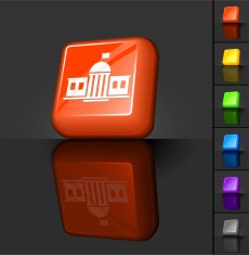 school building 3D button design