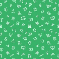 Vector line style seamless pattern Cute back to school green N2