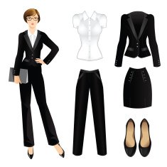 Business girl or professor in official black suit N2