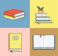 Books set in line design trend style N3