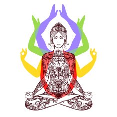 Yoga meditating in lotus asana icon