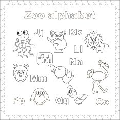 Outline zoo alphabet to be colored N3