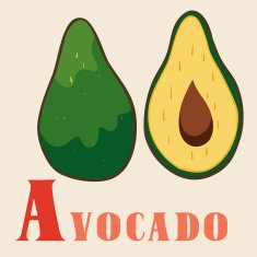 "A" for avocado Vector Illustration hand-drawn style