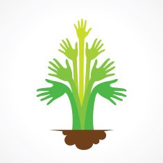 abstract green hand tree design