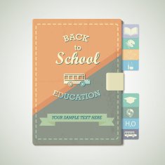 Back to school - vector diary textbook Retro grunge illustratio