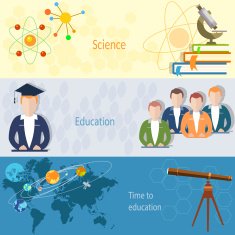 Education concept students teachers vector banners