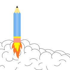 Pencil rocket illustration design