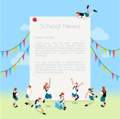 School Letter Template Isometric N2