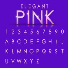 elegant pink alphabets and numbers collection N2