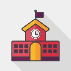 School building flat icon with long shadow eps10 N28