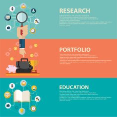 Online education and business portfolio banners set in flat style