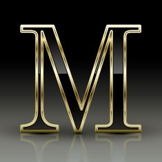 3d metallic black letter M