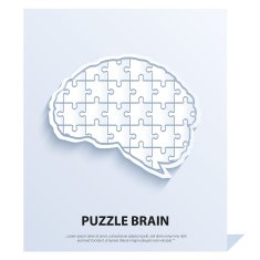 Human brain composed of a puzzle