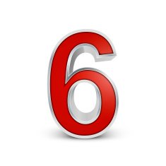 3d red metallic number 6