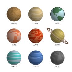 Solar system planets decorative icons set isolated N2