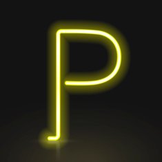 3d yellow neon light letter P
