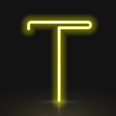 3d yellow neon light letter T